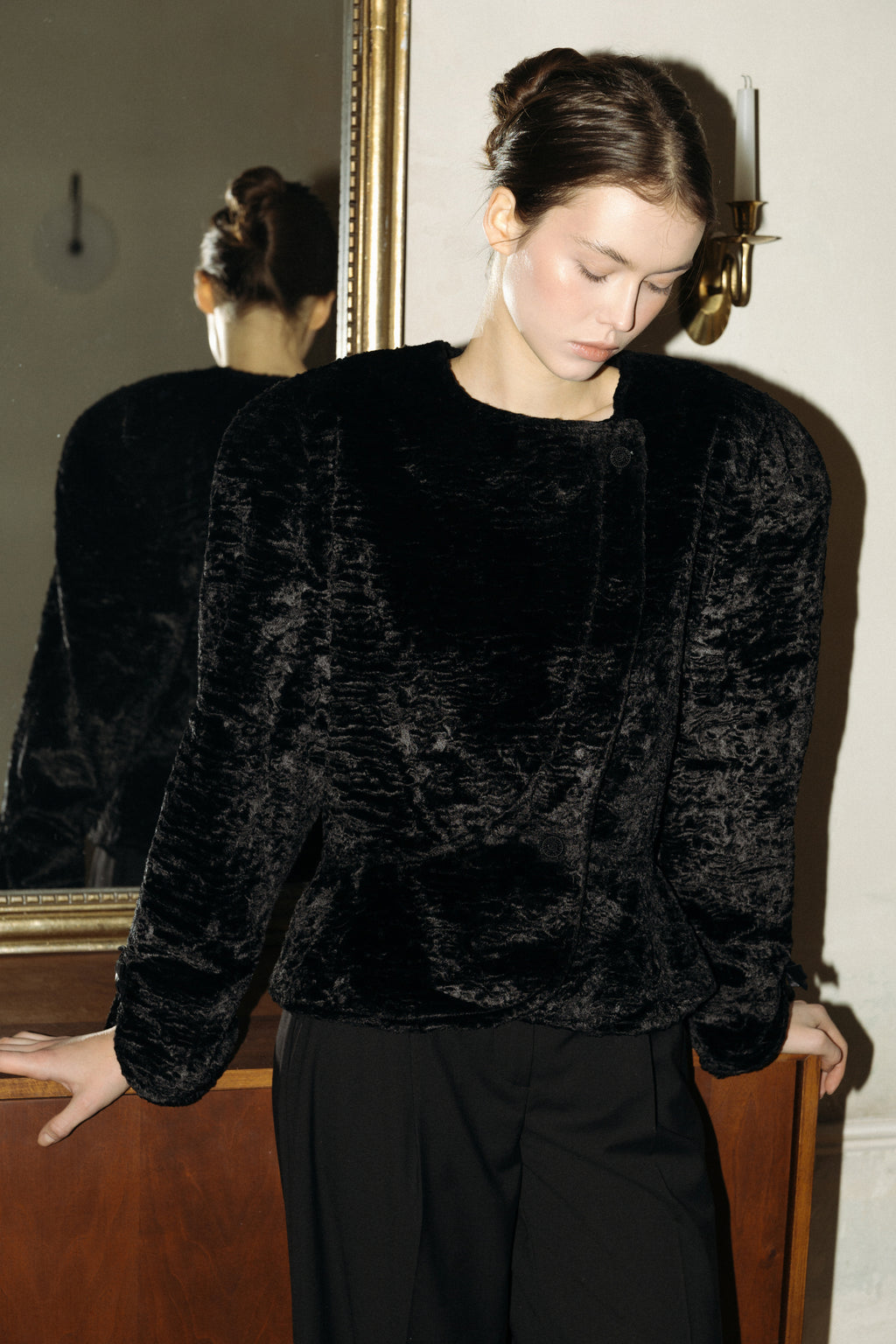 Vintage Italian Black Jacket · 90s · Size S
