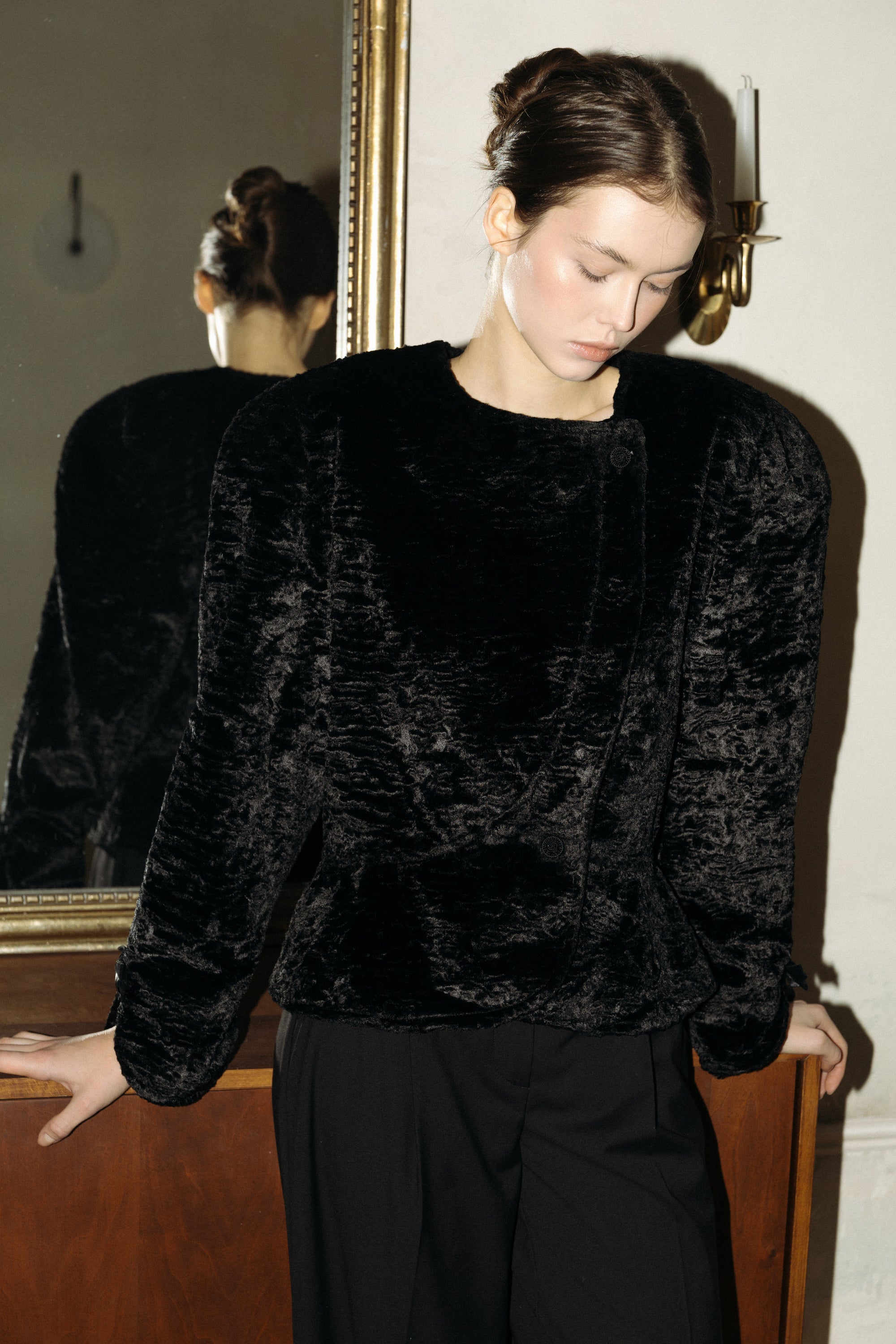 Vintage Italian Black Jacket · 90s · Size S