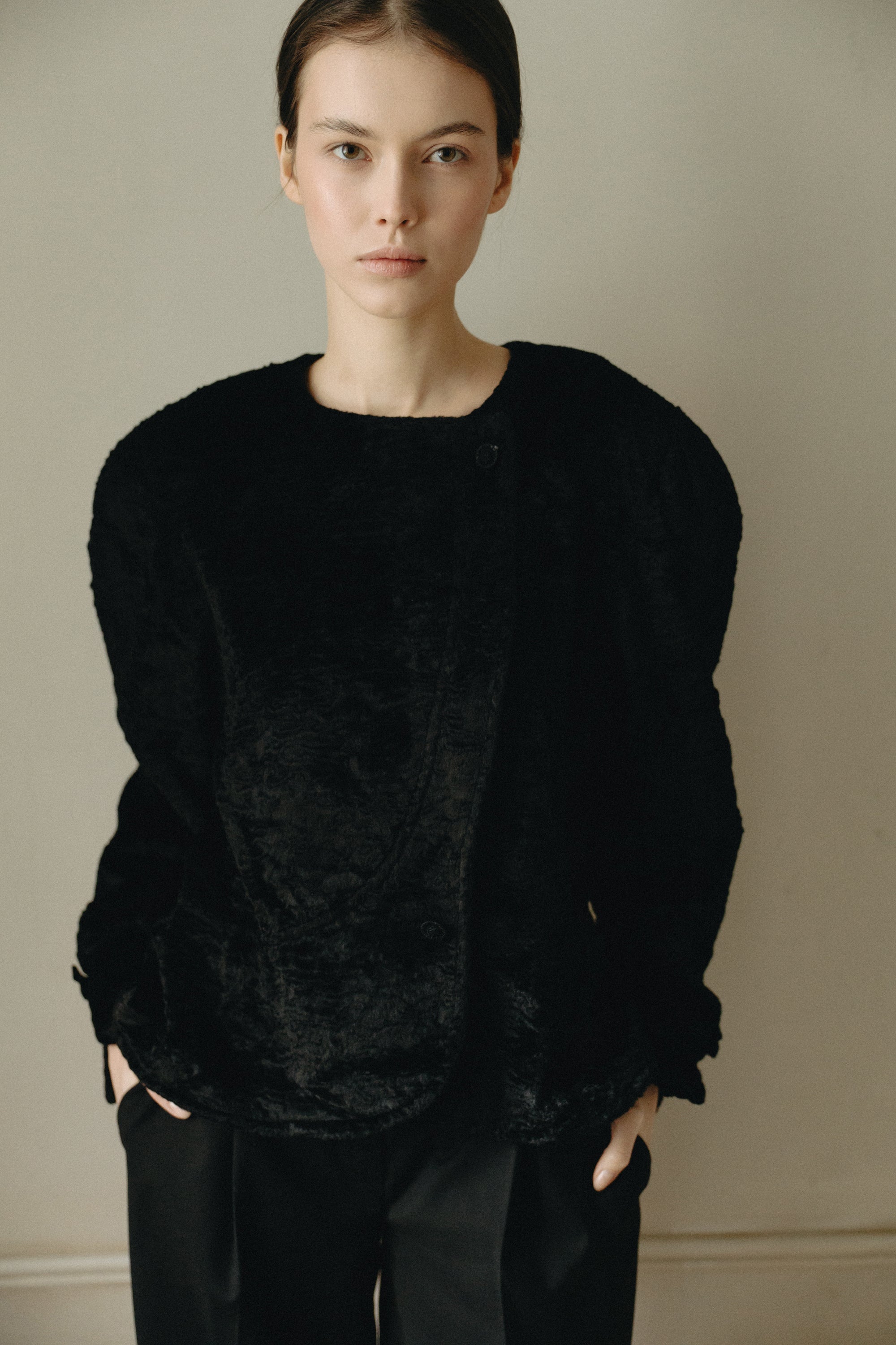 Vintage Italian Black Jacket · 90s · Size S