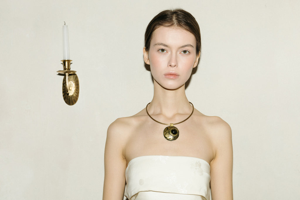 Antique Gold-Tone Stone Collier · Very Vintage Style