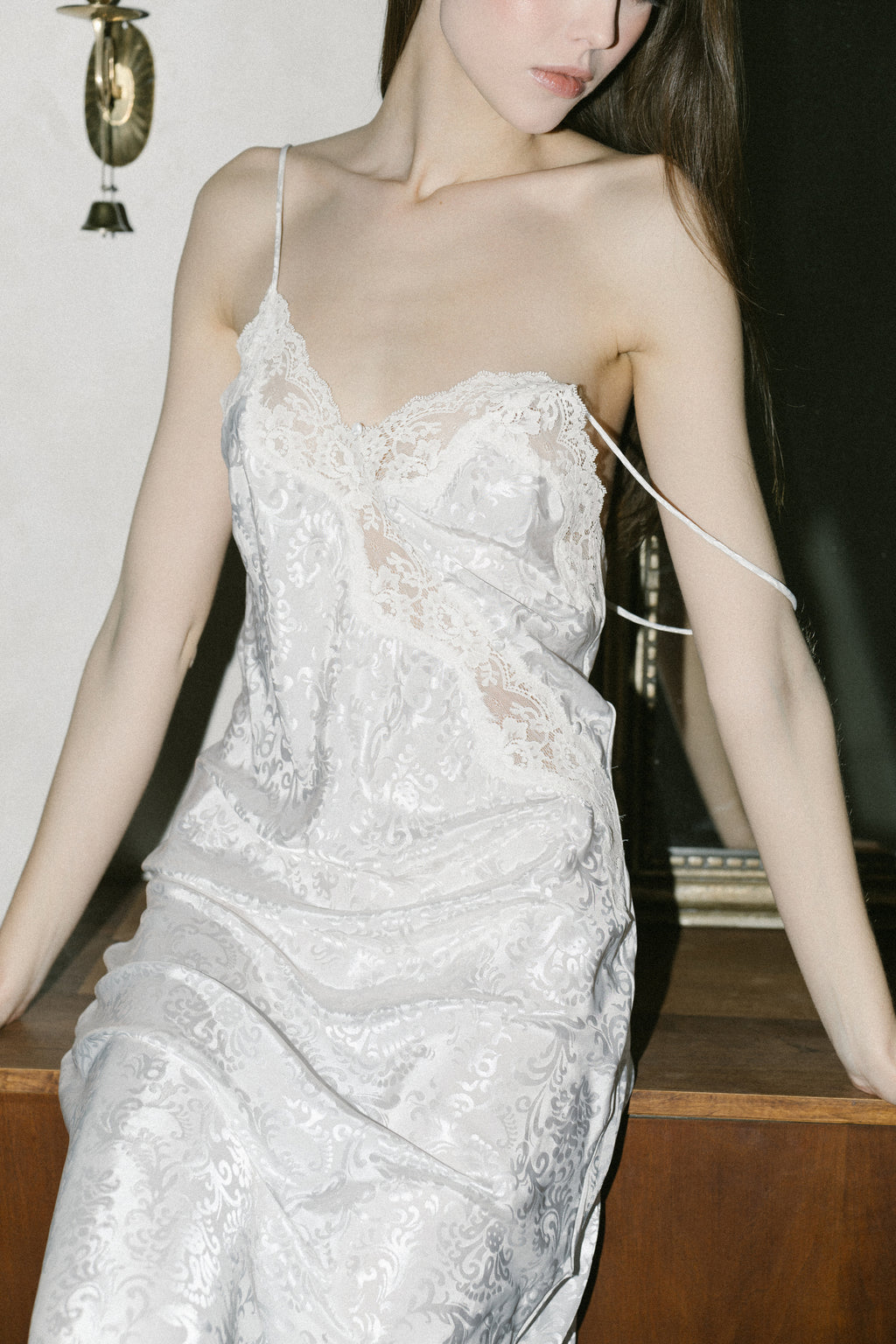 Vintage Christian Dior Floral Jacquard Satin Nightgown · 1990s (S–M)