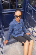 Chloé cropped double-breasted navy jacket