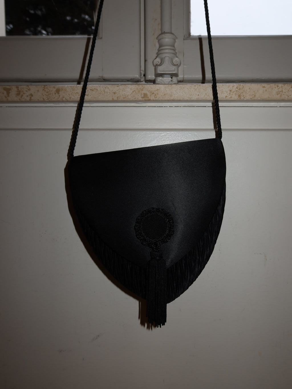Rare 1980s Van Cleef & Arpels Black Silk Evening Bag with Original Box