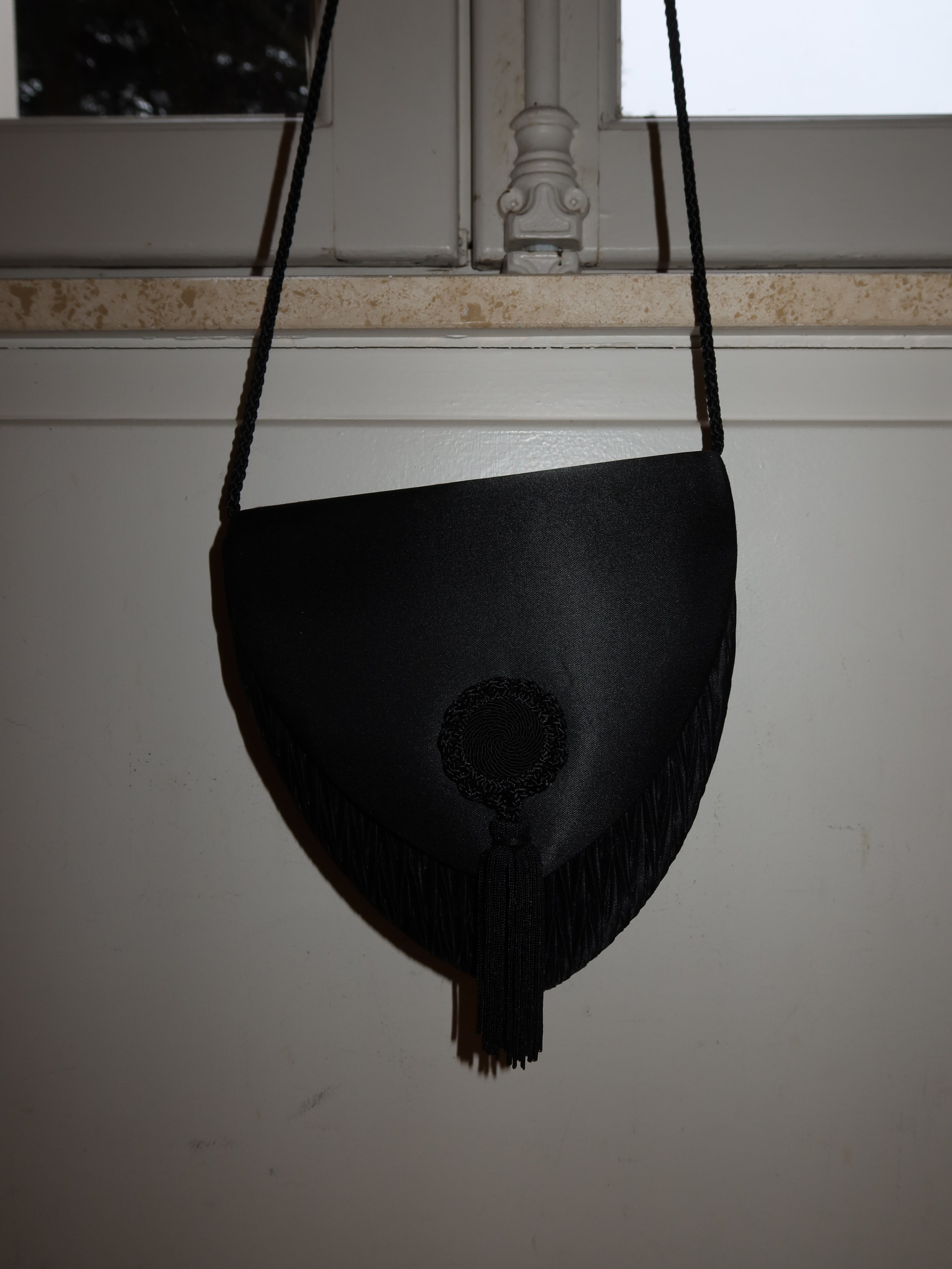 Rare 1980s Van Cleef & Arpels Black Silk Evening Bag with Original Box