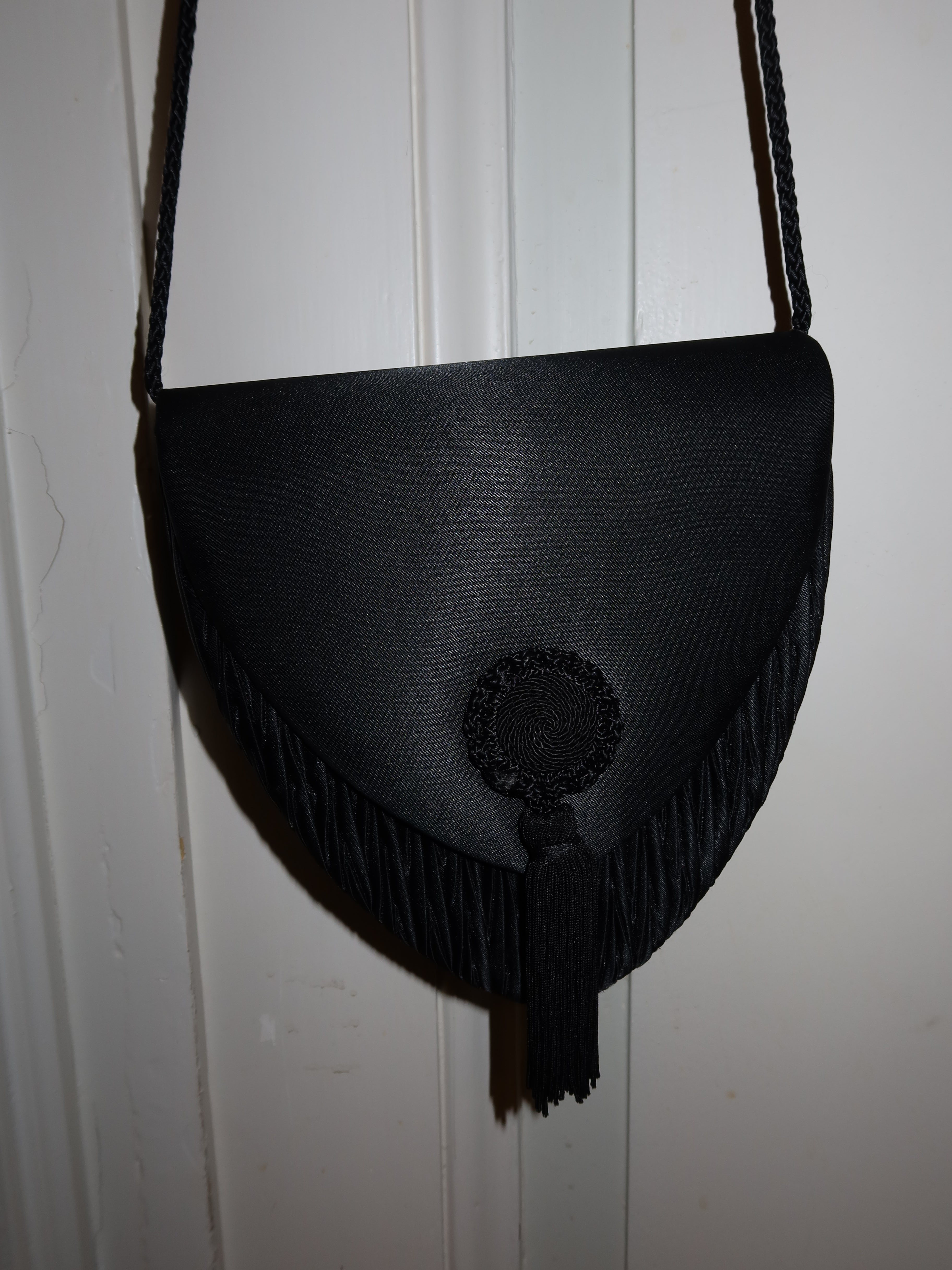 Rare 1970s–1980s Van Cleef & Arpels Black Silk Evening Bag with Original Box