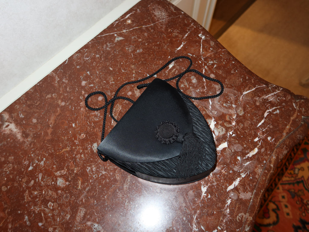 Rare 1970s–1980s Van Cleef & Arpels Black Silk Evening Bag with Original Box