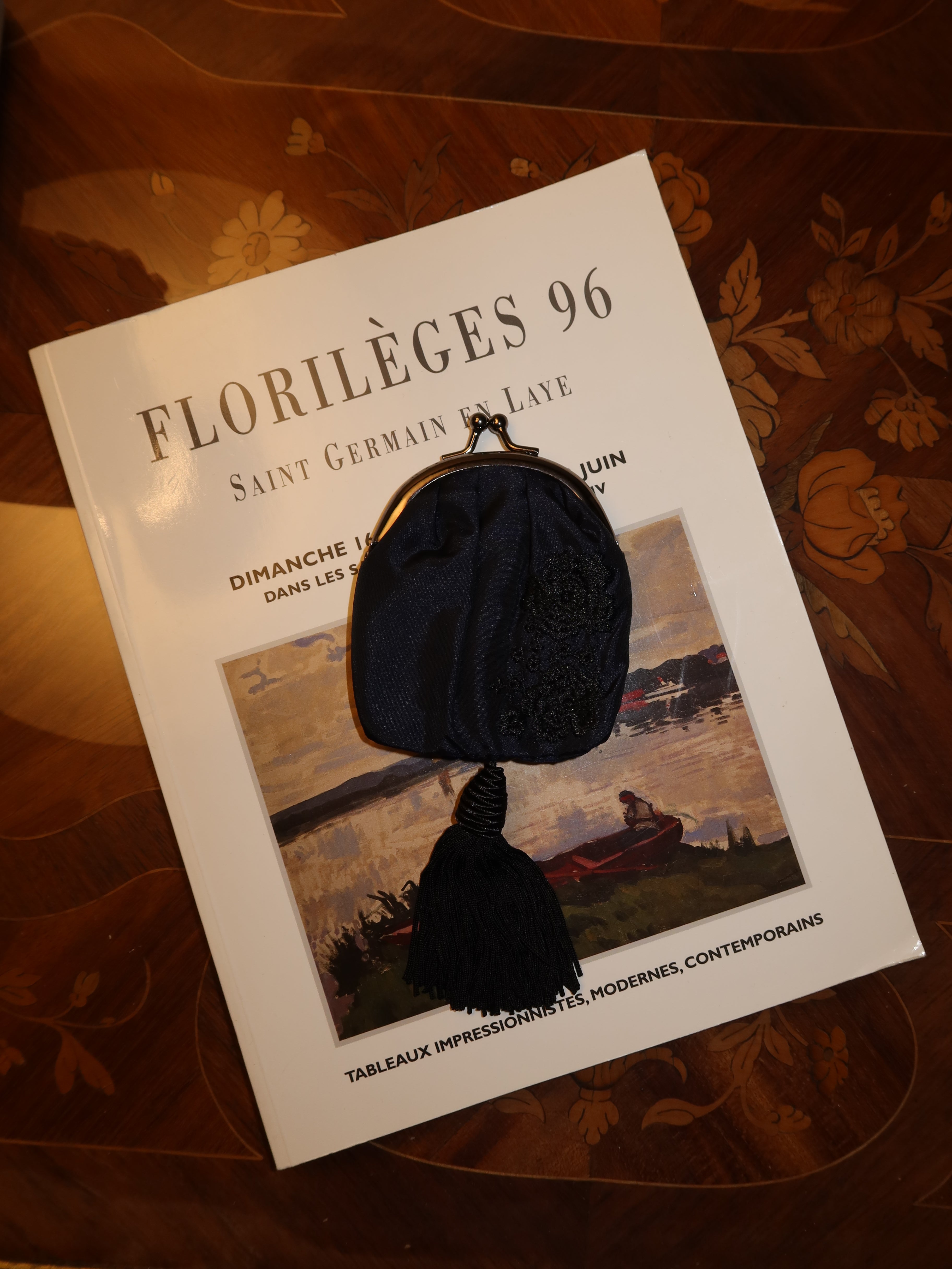 Rare Vintage Giorgio Armani Mini Coin Purse with Embroidered Rose