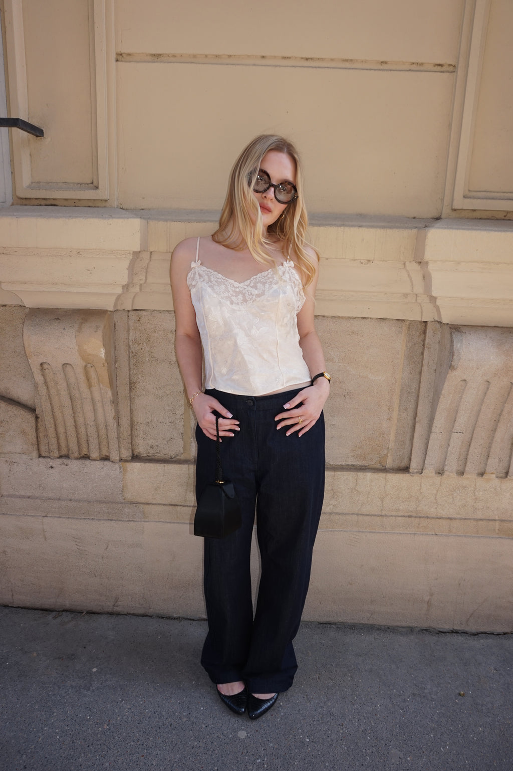Vintage Victoria's Secret Satin & Lace Top with Bows