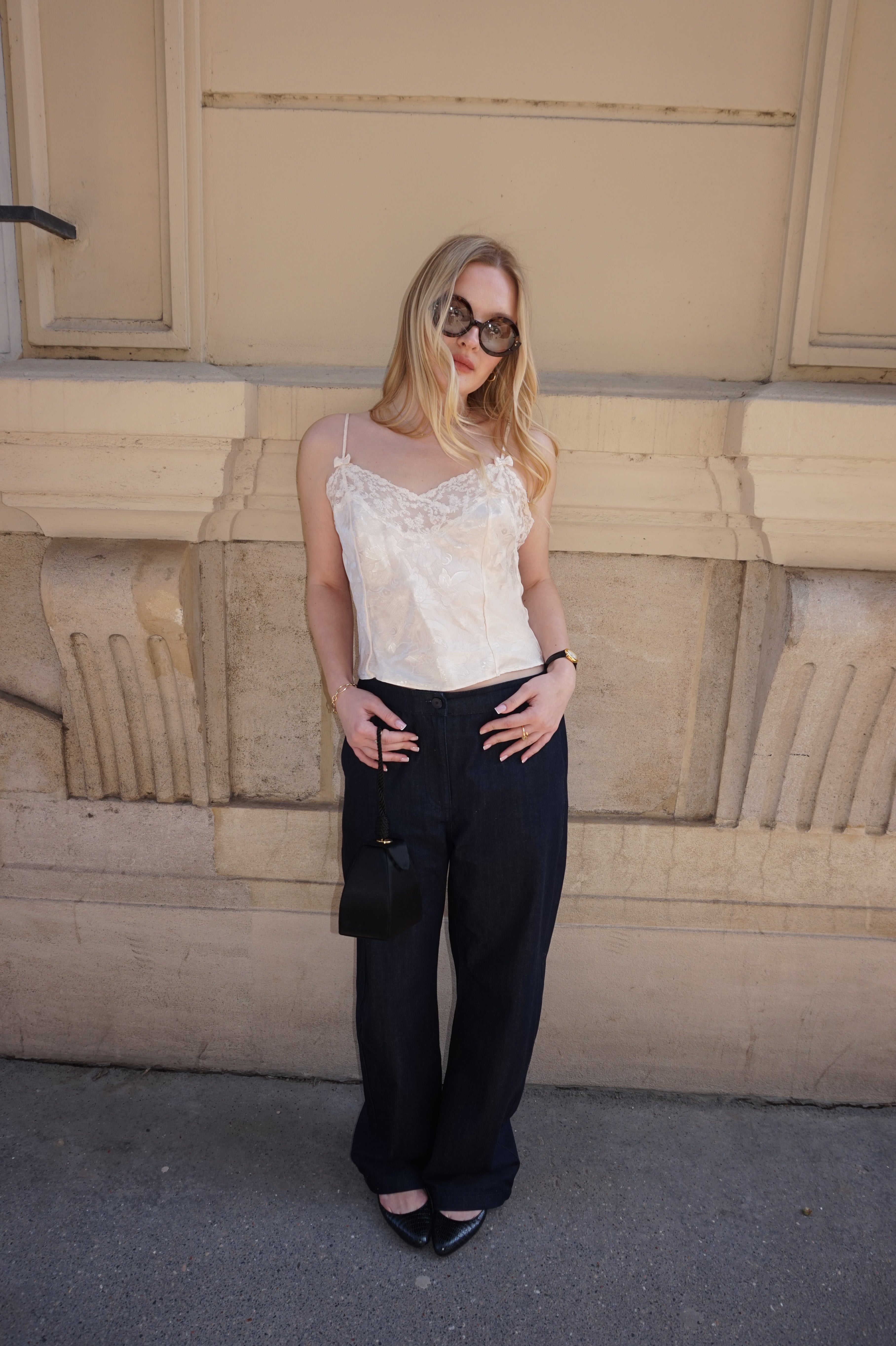 Vintage Victoria's Secret Satin & Lace Top with Bows