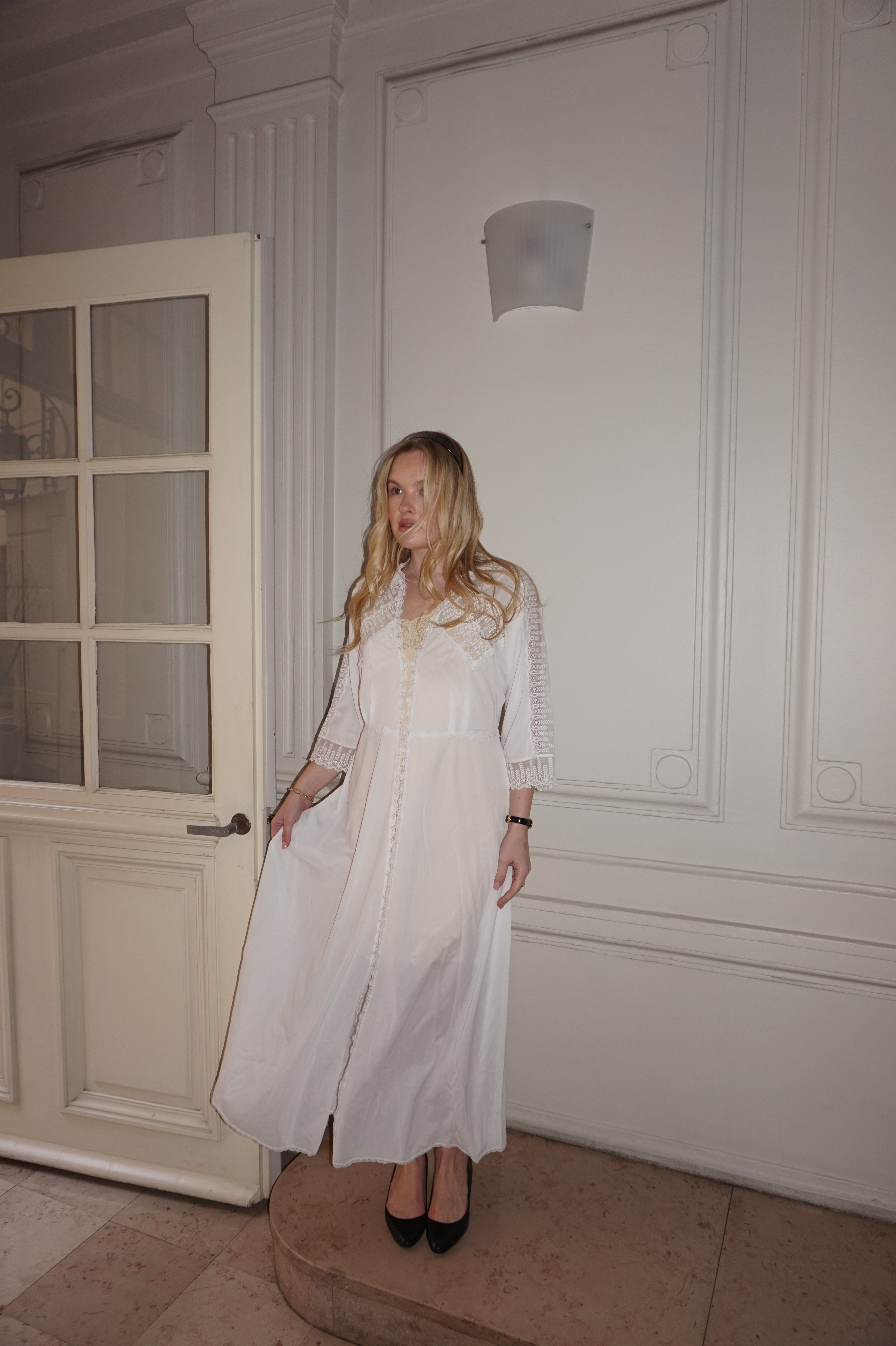 Vintage 1980s Sheer White Slip Dress