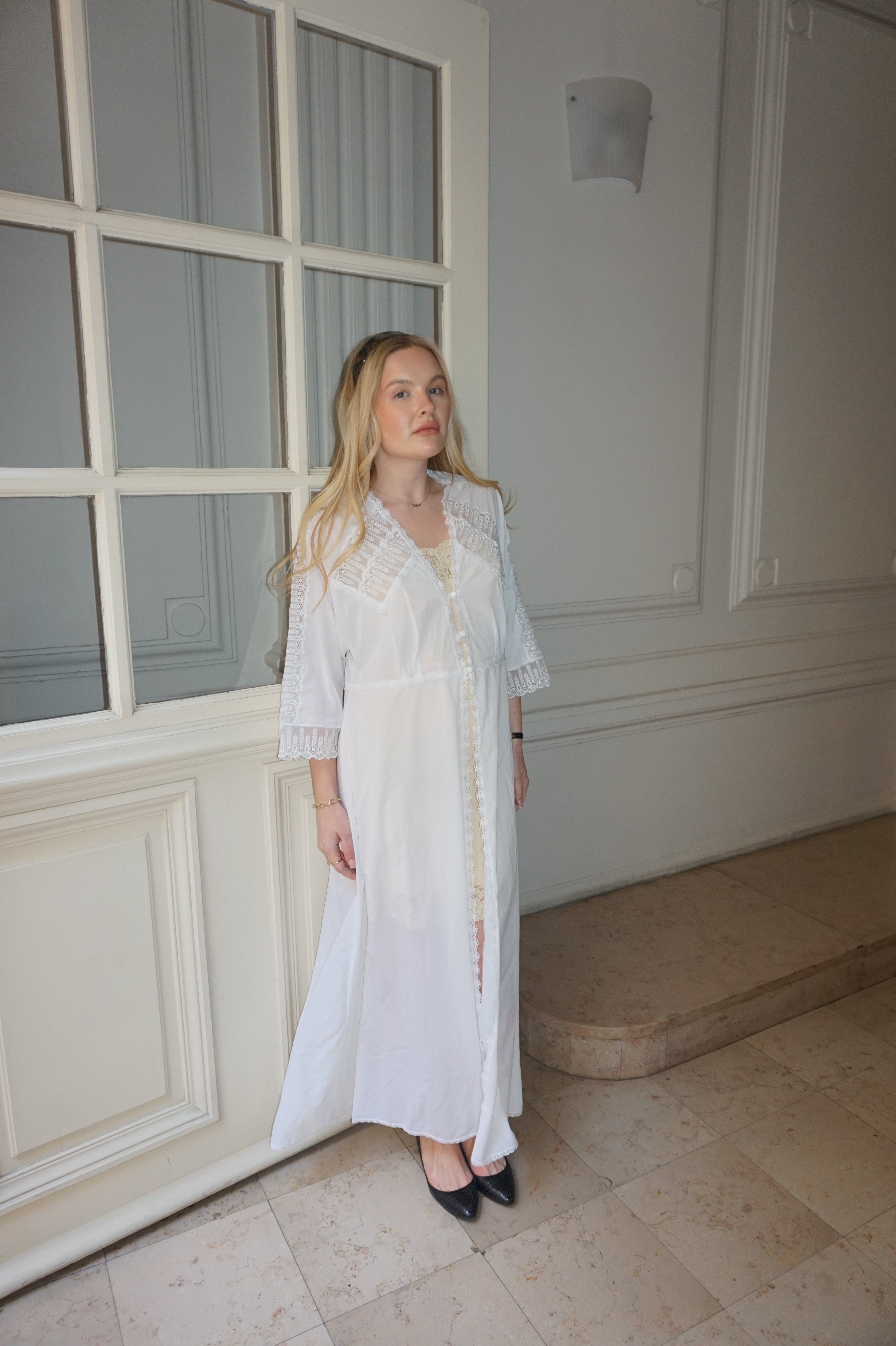 Vintage 1980s Sheer White Slip Dress