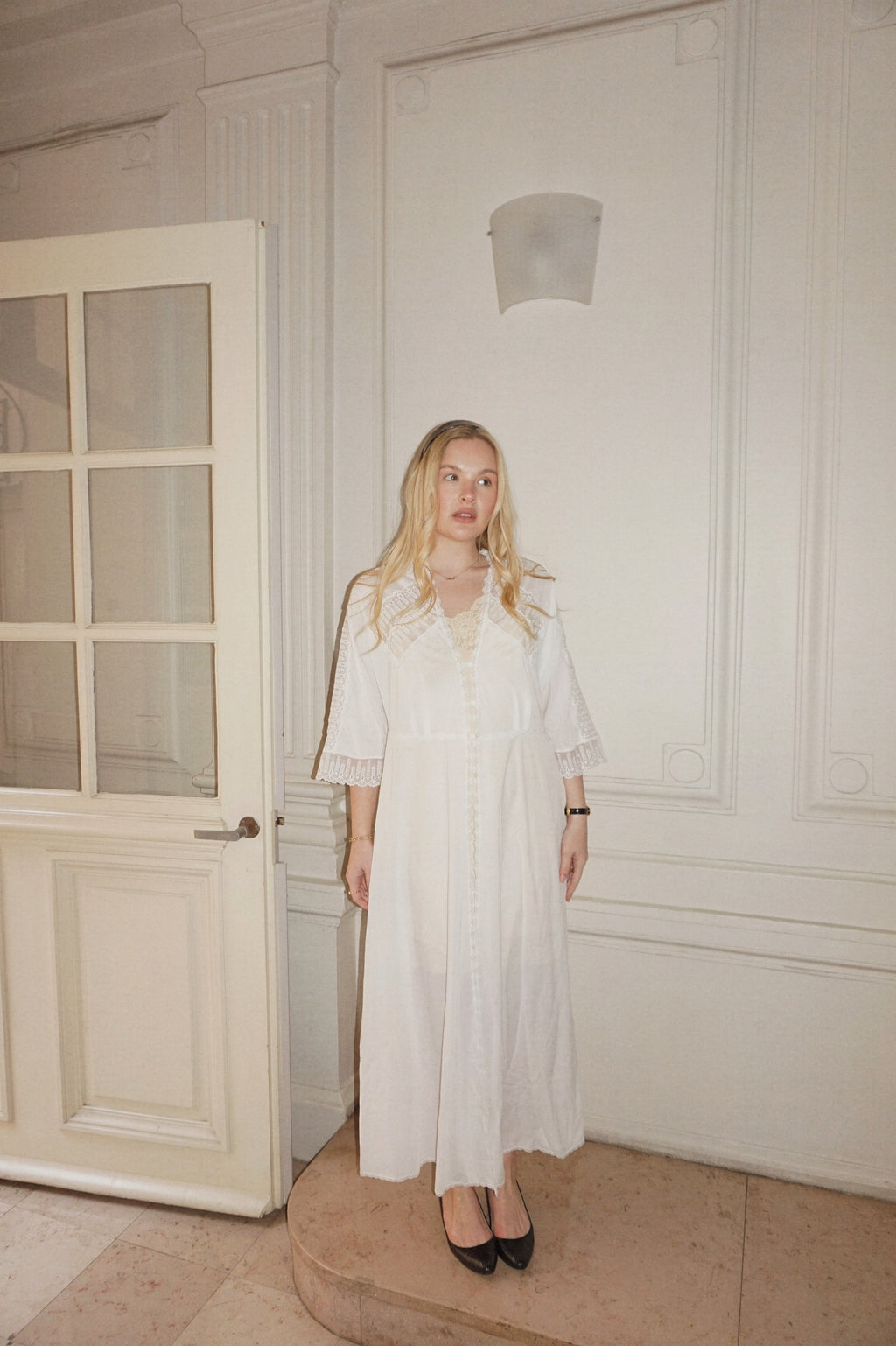Vintage 1980s Sheer White Slip Dress