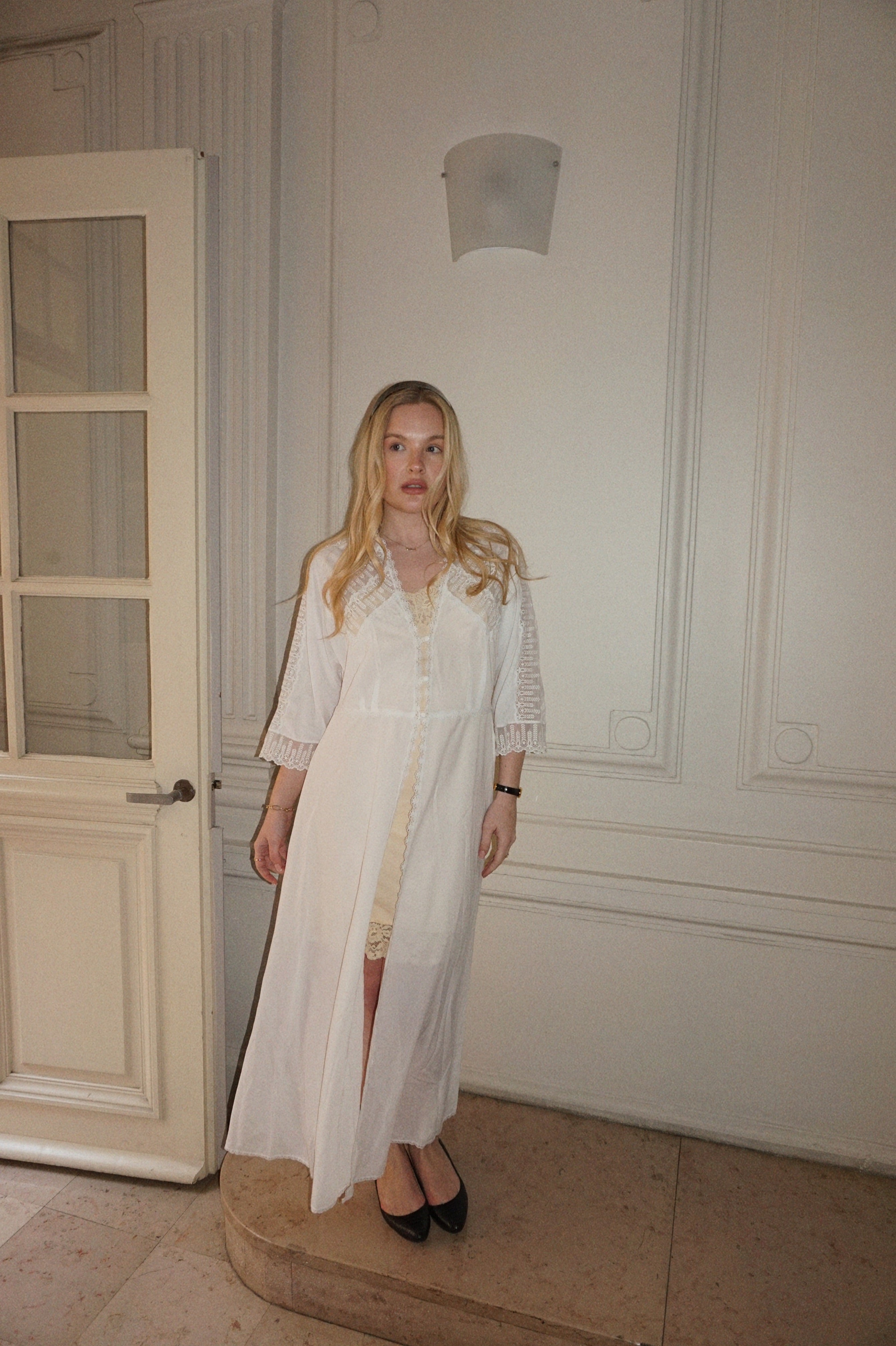 Vintage 1980s Sheer White Slip Dress