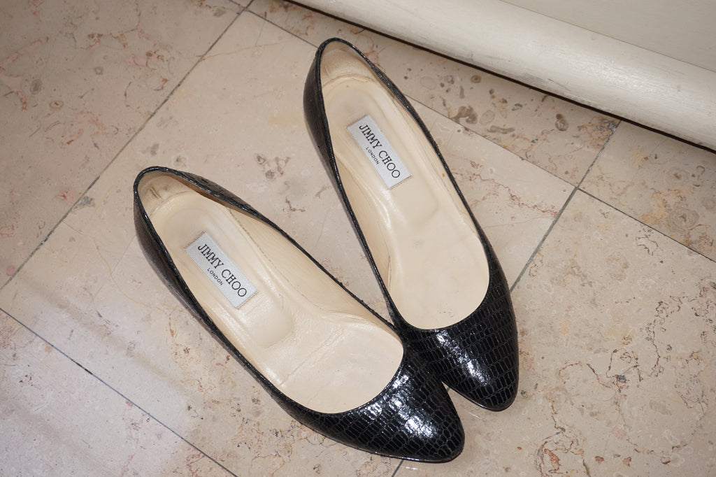 Elegant Jimmy Choo Leather Mules in Croco-Style