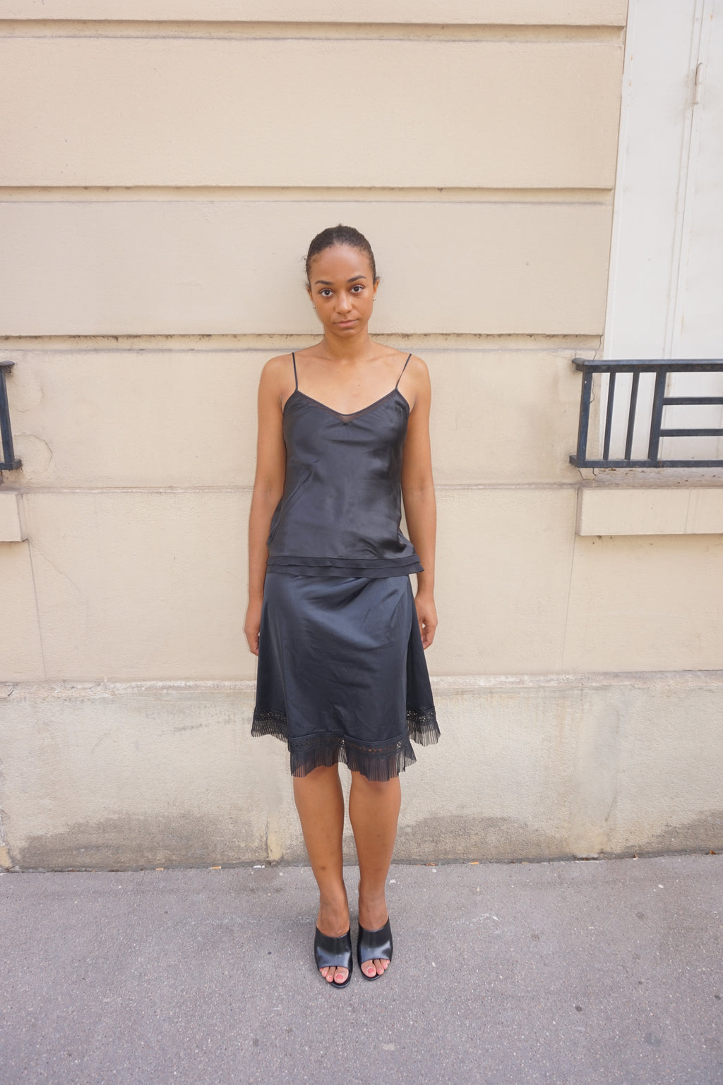 Vintage Black Viscose Skirt