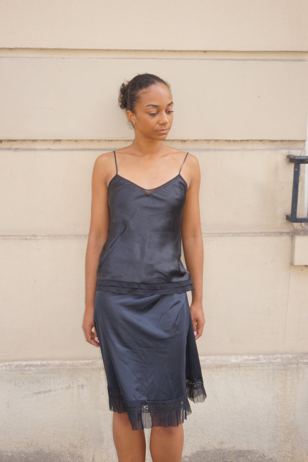 Vintage Black Viscose Skirt