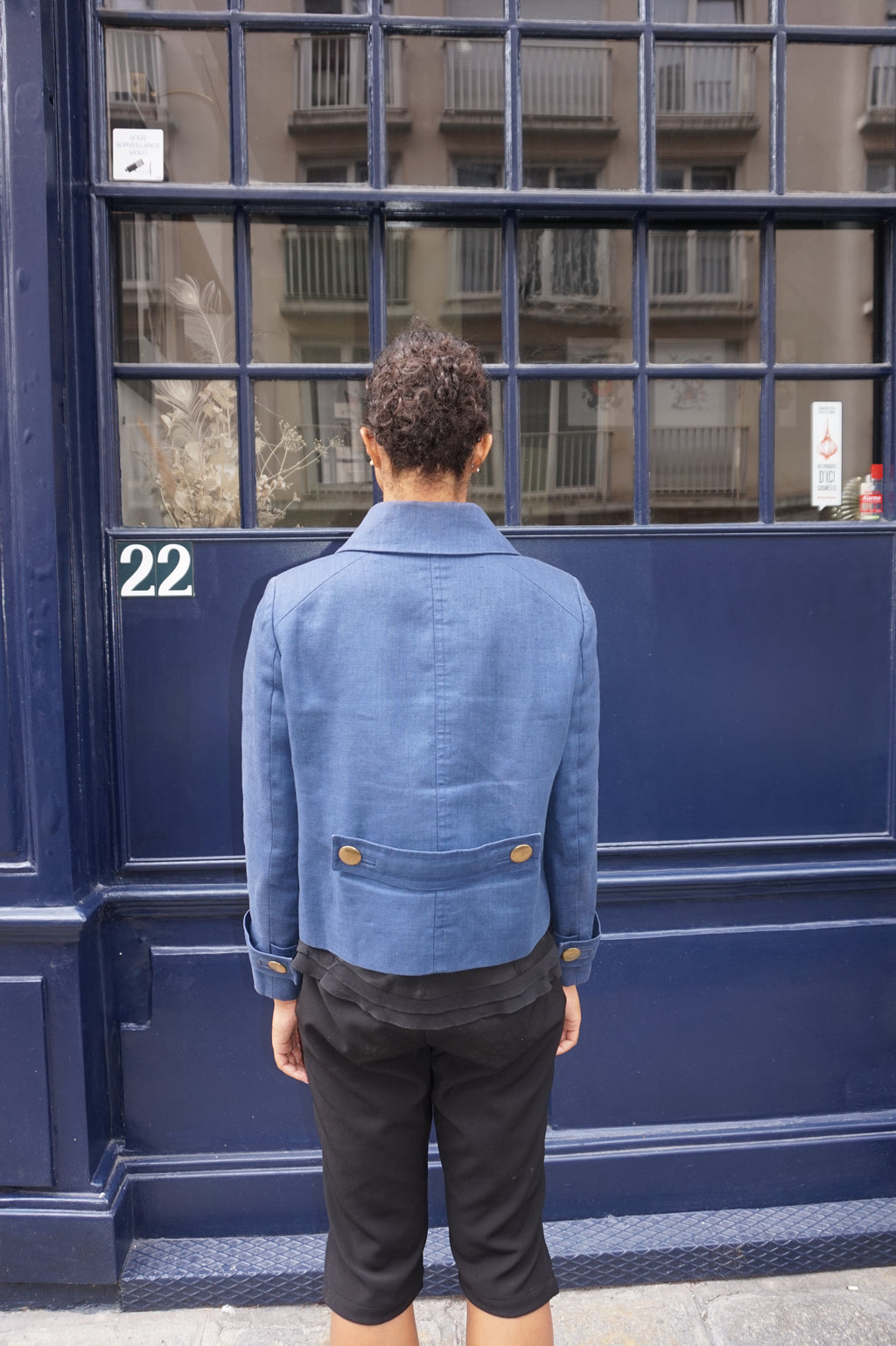 Chloé cropped double-breasted navy jacket