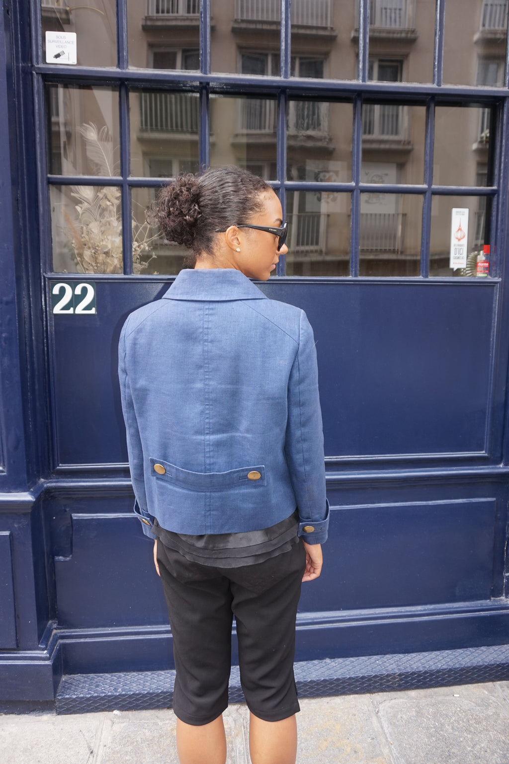 Chloé cropped double-breasted navy jacket