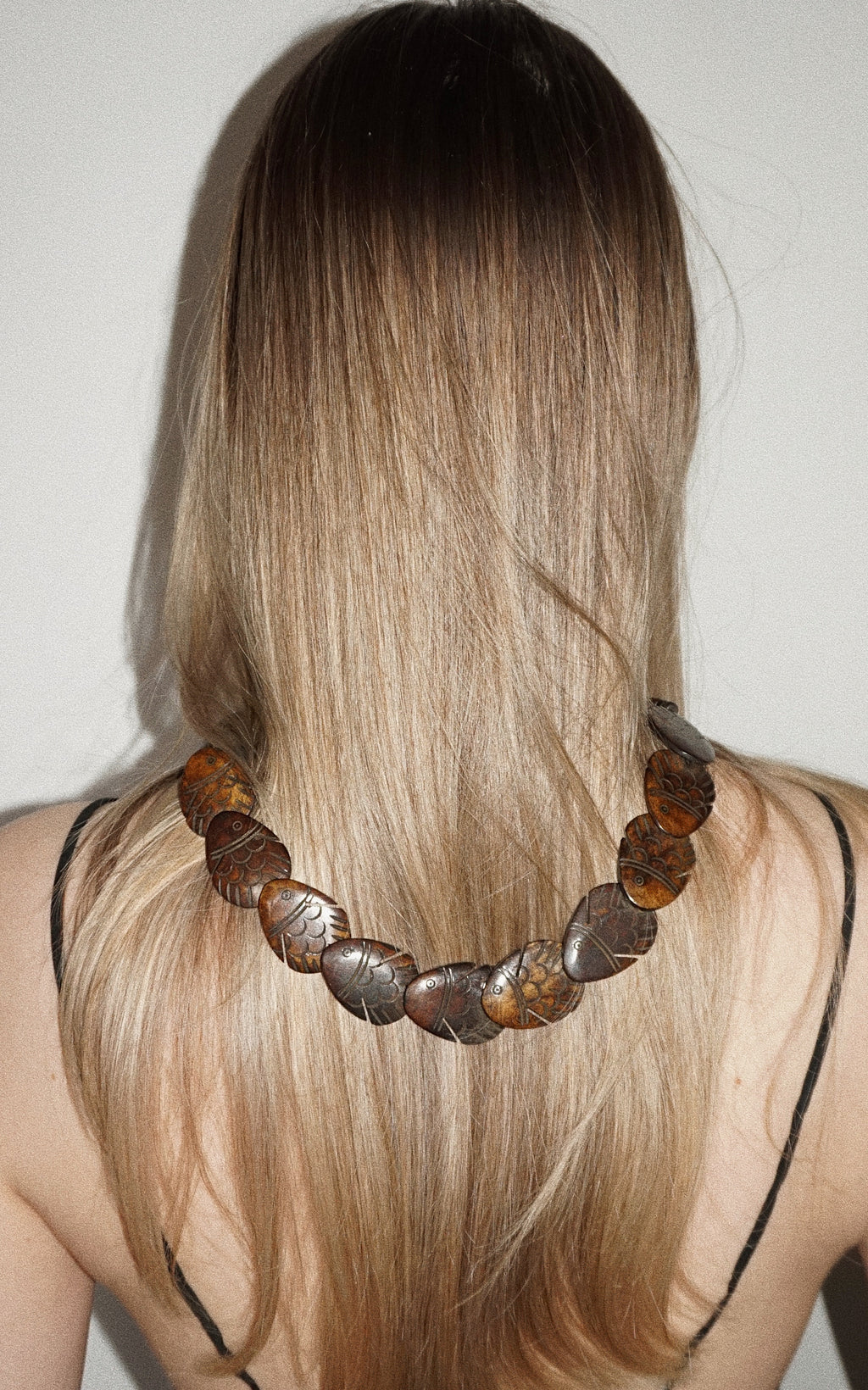 Handmade Wooden Fish Necklace — Boho Style (1970s–1980s)