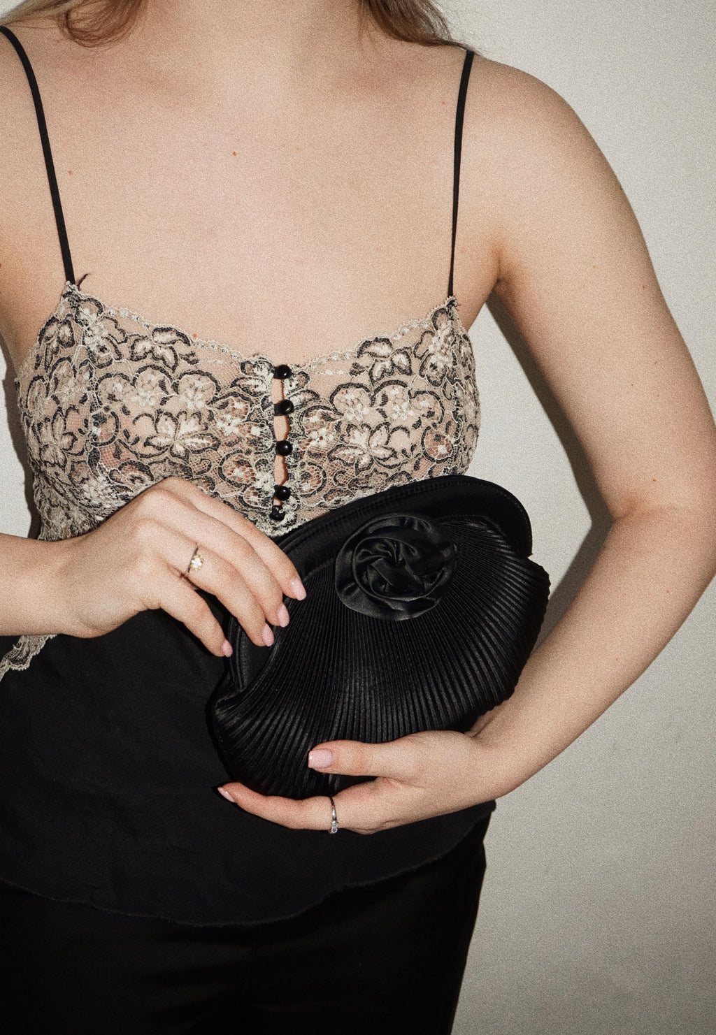 Vintage Black & White Floral Lace Top