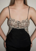Vintage Black & White Floral Lace Top