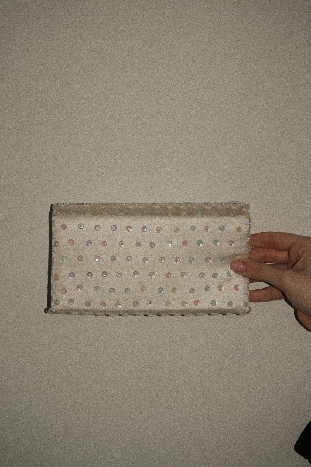 Handmade White Silk Beaded Clutch with Floral Embroidery — Hong Kong