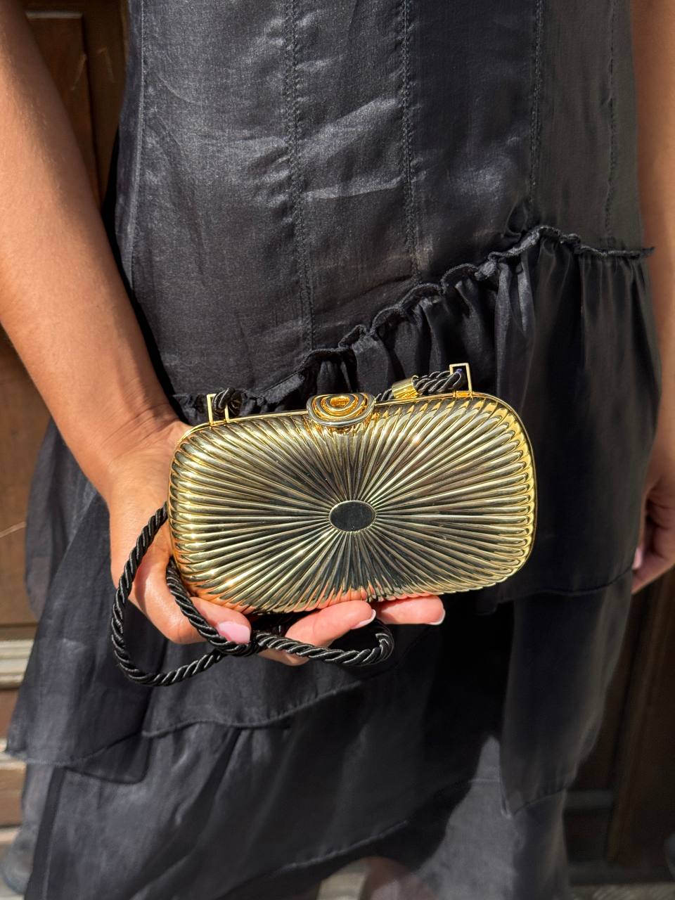 Vintage Italian Gold-Tone Sunburst Minaudière