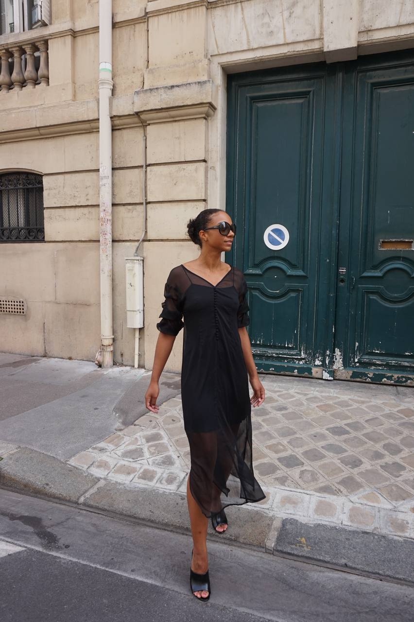 Fendi 100% Silk Sheer Black Dress