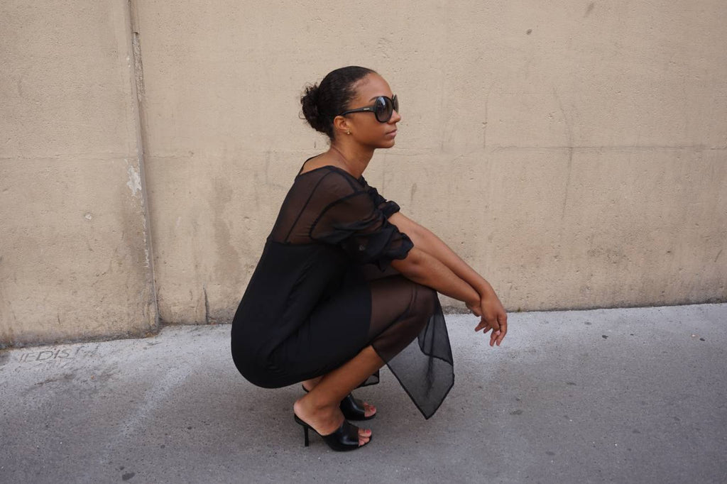 Fendi 100% Silk Sheer Black Dress