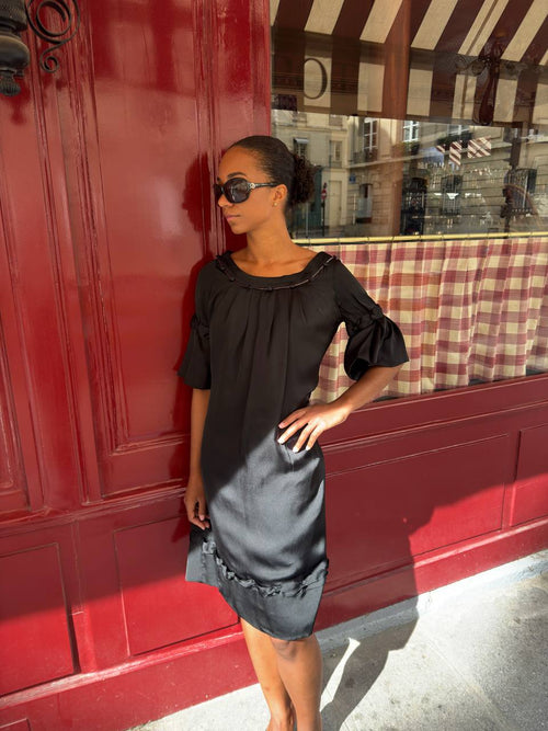 Chloé 100% Silk Volume-Sleeve Dress