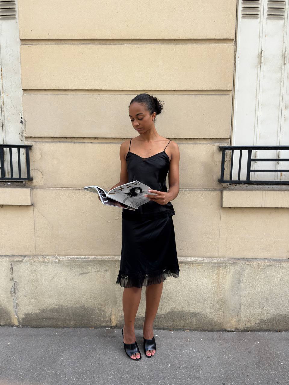 Vintage Black Viscose Skirt